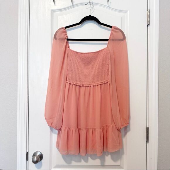 Aritzia Wilfred Tempest Smocked Chiffon Mini Dress Women’s Size Small - Picture 2 of 10